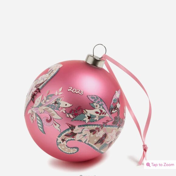 NWT 2023 Vera Bradley Christmas Ornament | Botanical Paisley Pink - Picture 2 of 3